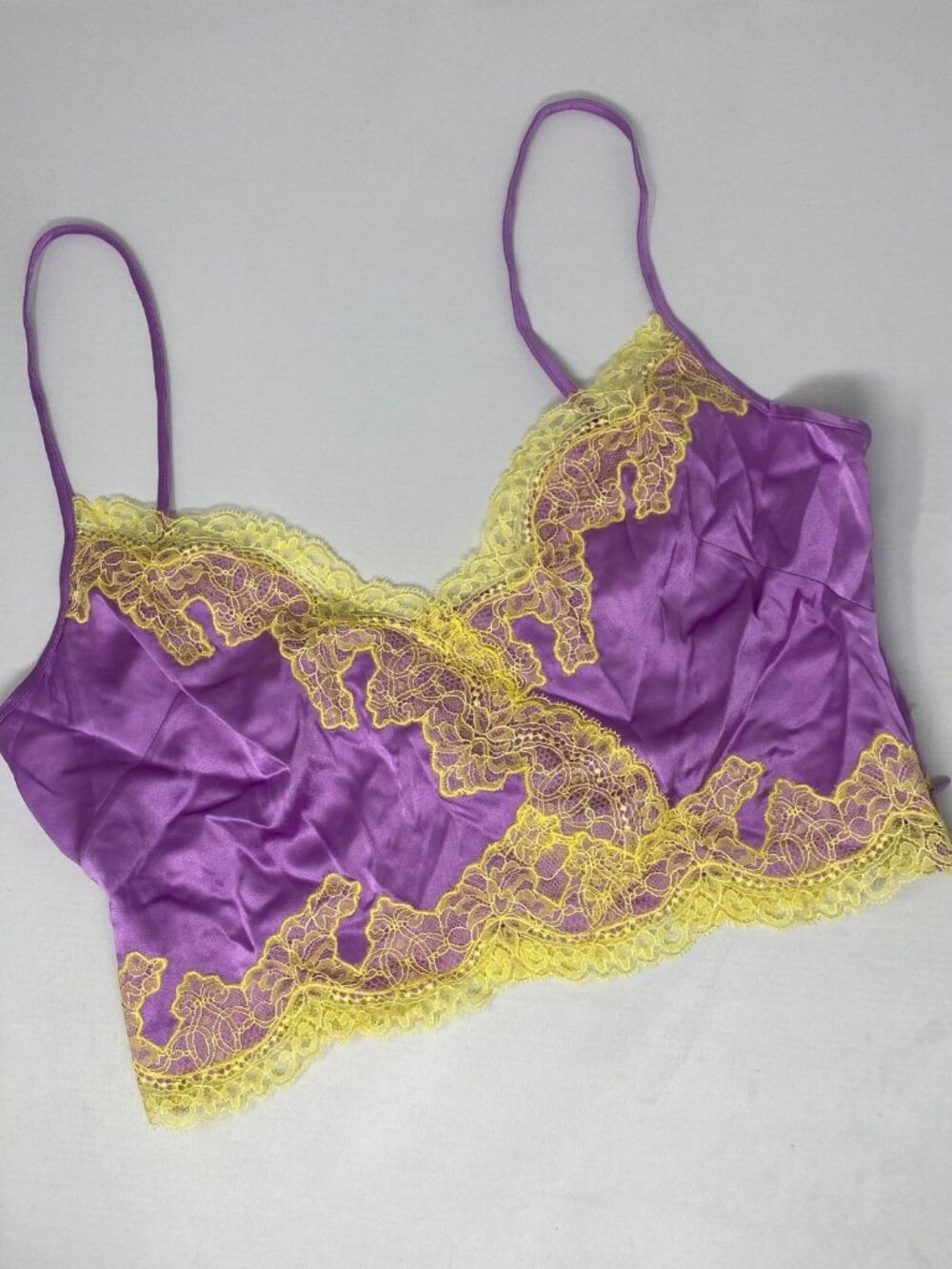 Agent Provocateur Lucie Purple Yellow Silk Crop Top AP3 Medium NWT